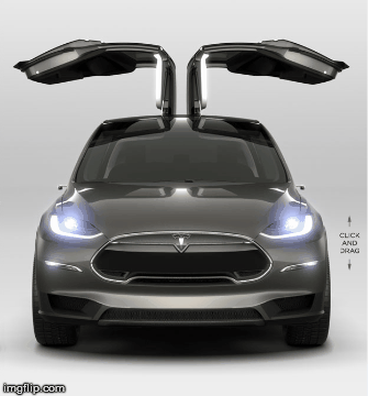 Tesla Model X mit sich schließenden Türen